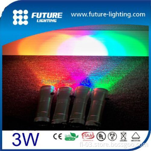 Edison 3w aluminum alloy color changing multi color led flashlight